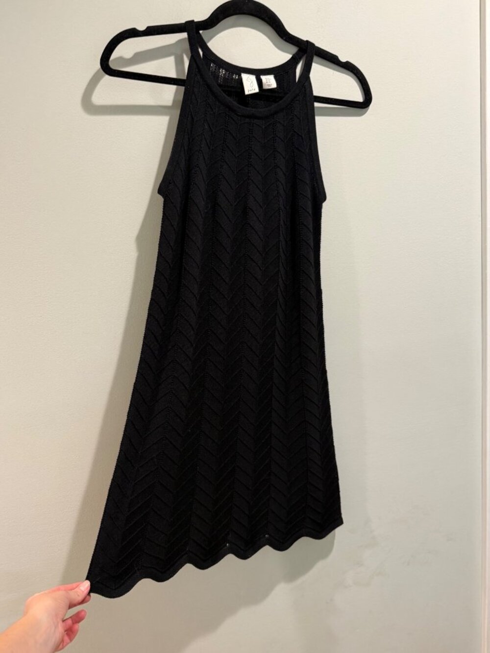 Joie Black Chevron Pointelle Knit Halter Dress XS Festival Party Boho